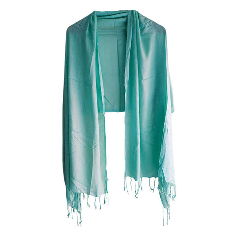 Women's Reversible Silk Viscose Summer Stole, with Fringe Tassels, 185 x 75 cm