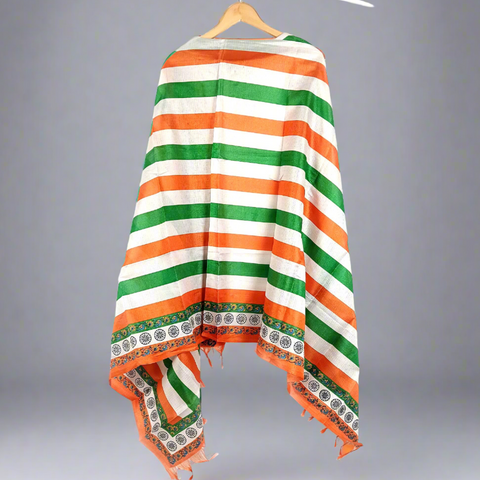 Tiranga Khadi Cotton Silk Floral Design Print Dupatta for Women