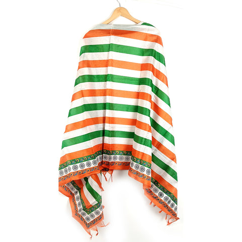 Tiranga Khadi Cotton Silk Floral Design Print Dupatta for Women