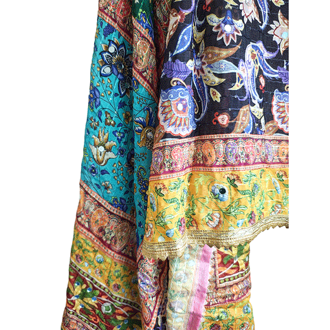 Pakistani Digital Printed Chinnon Fancy Heavy Mirror Work Dupatta