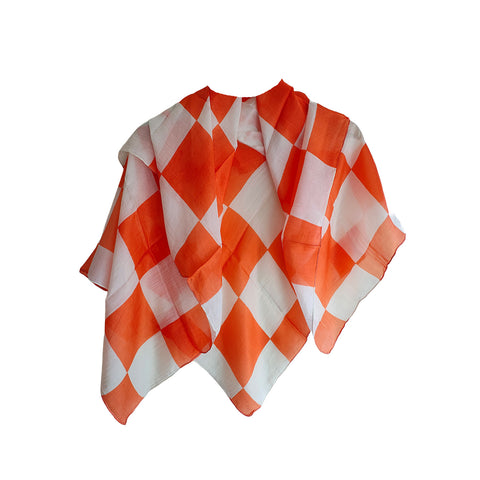 Bold Checkered Silk Square Scarf 100 X 100 Cm