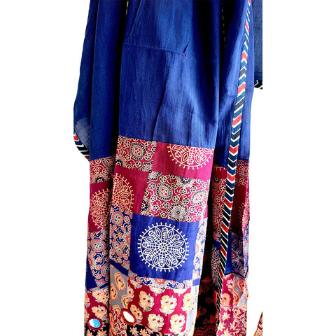 India Scarves Ajrakh Applique Patchwork Cotton Dupatta