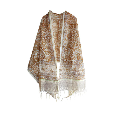 Chanderi Kalamkari Hand Block Printed Duptta