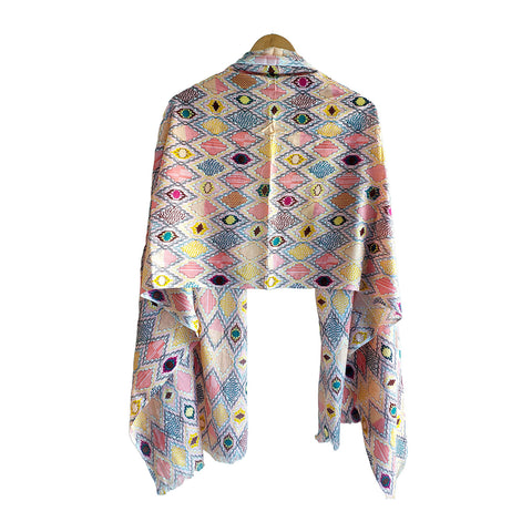 India Scarves Women's Viscose Geoi Design Beige,Green,white and green colour Fragrance Stole, 75 Cm x 185 Cm