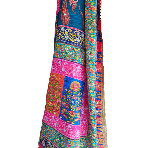 Pakistani Digital Printed Chinnon Dupatta With Heavy Mirror Work(Pink Color)