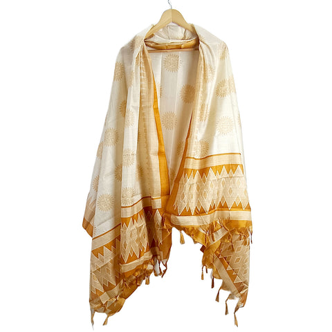 Khadi Cotton Poly Silk Digital Elegancia Print Dupatta