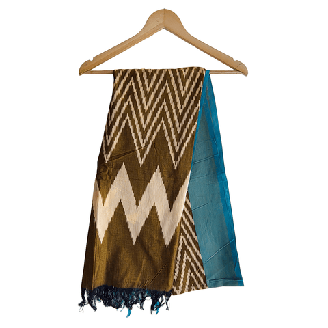 Eternal Beauty Handwoven Pochampally Ikat Silk Dupatta with Zari Elegance