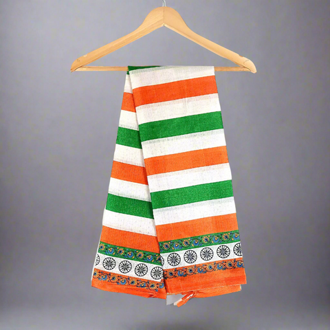 Tiranga Khadi Cotton Silk Floral Design Print Dupatta for Women