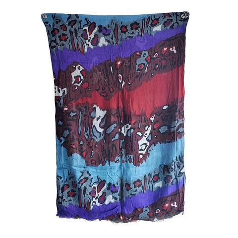 Women's Reversible Silk Viscose Summer Stole, with Fringe Tassels, 185 x 75 cm