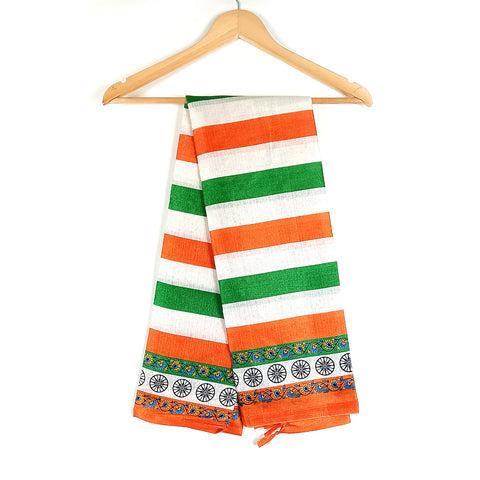 Tiranga Khadi Cotton Silk Floral Design Print Dupatta for Women