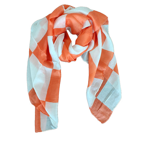 Bold Checkered Silk Square Scarf 100 X 100 Cm