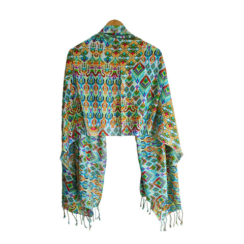 India Scarves Women's Viscose Geoi Design Multicolor colour Fragrance Stole, 75 Cm x 185 Cm