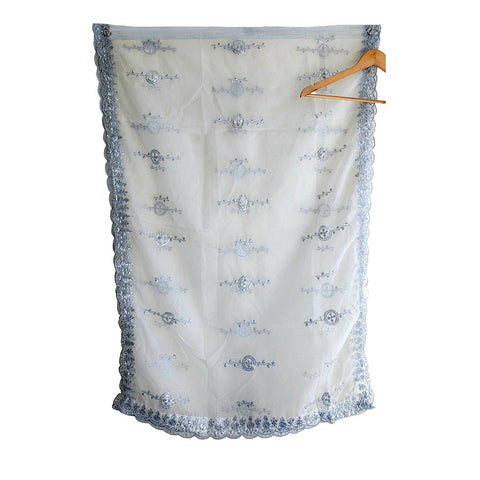 India Scarve's Net Cut Goldan Embroidered Floral Design  Dupatta