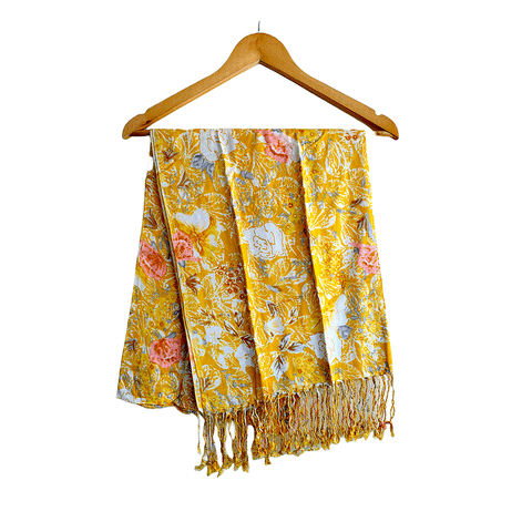 Bagru Block Print Sarong, Sarong Beach Wrap, Cotton Sarong,Pareo, Summer Pareo ,Size 45X80 Inc ( Yellow Colour)