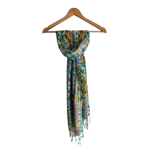 India Scarves Women's Viscose Geoi Design Multicolor colour Fragrance Stole, 75 Cm x 185 Cm