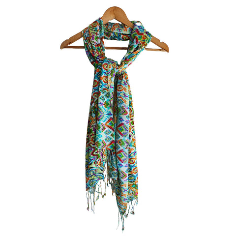 India Scarves Women's Viscose Geoi Design Multicolor colour Fragrance Stole, 75 Cm x 185 Cm