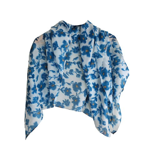 Floral Patterned Silk Square Scarf 100 X 100 Cm