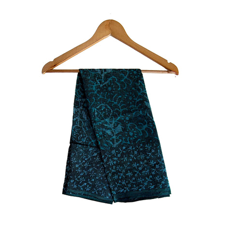India Scarves Bagru Hand Block Floral kota Doria silk cotton Dupatta (Green)