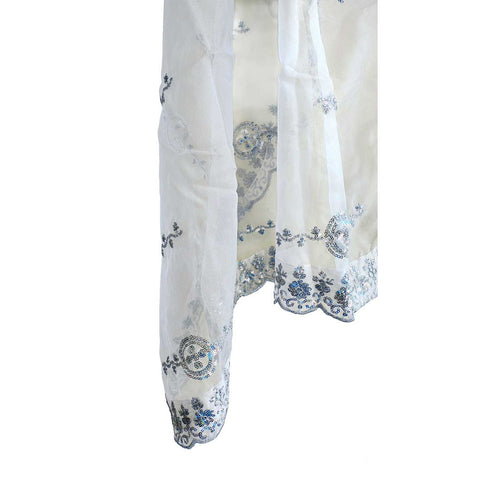 India Scarve's Net Cut Goldan Embroidered Floral Design  Dupatta