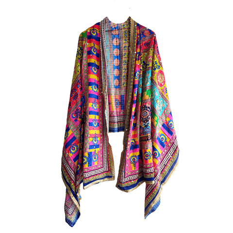 Pakistani Digital Printed Chinnon Multicoloured Dupatta With Heavy Mirror Work