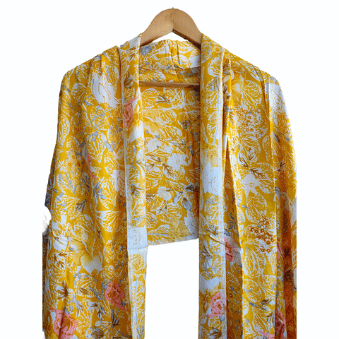 Bagru Block Print Sarong, Sarong Beach Wrap, Cotton Sarong,Pareo, Summer Pareo ,Size 45X80 Inc ( Yellow Colour)
