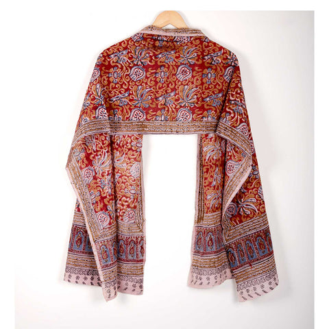 Indian Scarves Women's Kalamkari cotton stole Size  55x194 cm