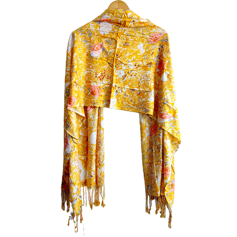 Bagru Block Print Sarong, Sarong Beach Wrap, Cotton Sarong,Pareo, Summer Pareo ,Size 45X80 Inc ( Yellow Colour)