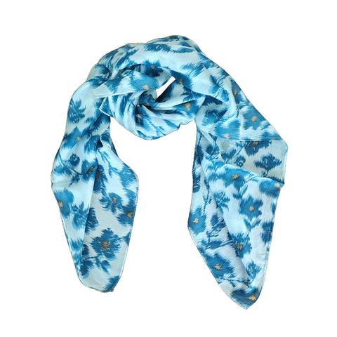 Floral Patterned Silk Square Scarf 100 X 100 Cm