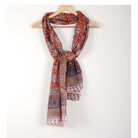 Indian Scarves Women's Kalamkari cotton stole Size  55x194 cm