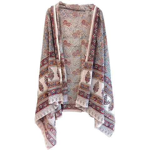 Hand Block Printed Original Pedana Kalamkari Dupatta with Motif Designs