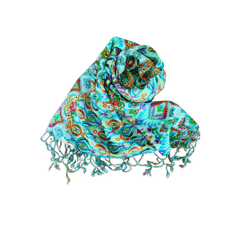 India Scarves Women's Viscose Geoi Design Multicolor colour Fragrance Stole, 75 Cm x 185 Cm