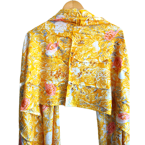 Bagru Block Print Sarong, Sarong Beach Wrap, Cotton Sarong,Pareo, Summer Pareo ,Size 45X80 Inc ( Yellow Colour)