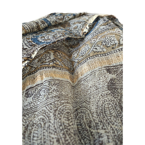 India Scarves Kota Doria Kalamkari Cotton Silk Light Blue Colour Floral Dupatta