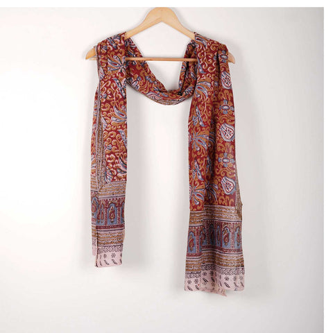 Indian Scarves Women's Kalamkari cotton stole Size  55x194 cm