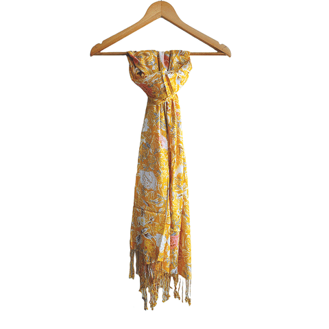 Bagru Block Print Sarong, Sarong Beach Wrap, Cotton Sarong,Pareo, Summer Pareo ,Size 45X80 Inc ( Yellow Colour)