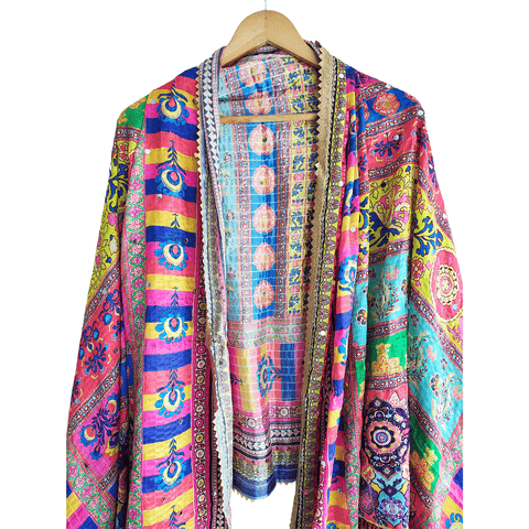 Pakistani Digital Printed Chinnon Multicoloured Dupatta With Heavy Mirror Work