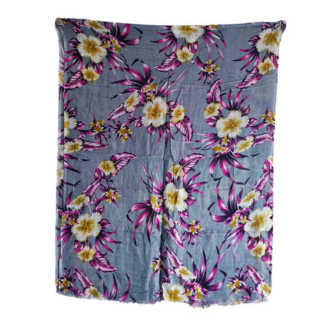 Women's Reversible Silk Viscose Summer Stole, with Fringe Tassels, 185 x 75 cm