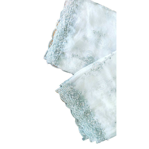 India Scarve's Net Cut Goldan Embroidered Floral Design  Dupatta