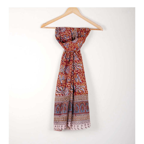 Indian Scarves Women's Kalamkari cotton stole Size  55x194 cm