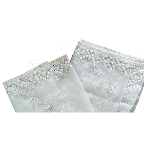 India Scarve's Net Cut Goldan Embroidered Floral Design  Dupatta