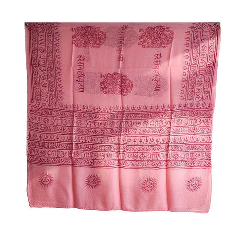India Scarf Rayon Sarong with Hand-Printed Om Motifs( Pink )