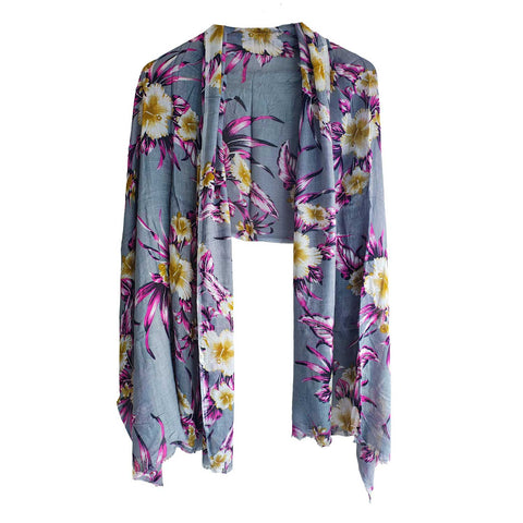 Women's Reversible Silk Viscose Summer Stole, with Fringe Tassels, 185 x 75 cm