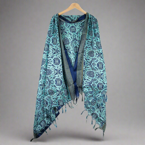 Art Silk parrots Design Printed Dupattas with Tassels