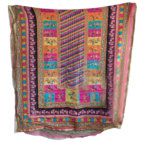 Pakistani Digital Printed Chinnon Fancy Heavy Mirror Work Dupatta