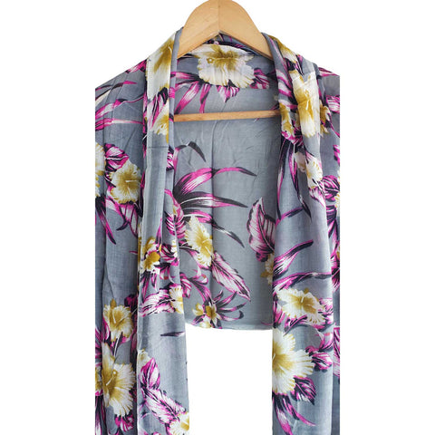 Women's Reversible Silk Viscose Summer Stole, with Fringe Tassels, 185 x 75 cm