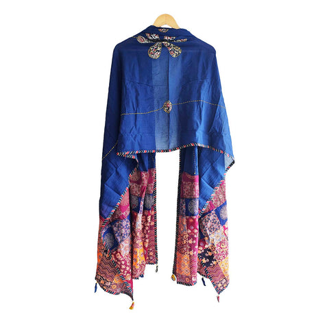 India Scarves Ajrakh Applique Patchwork Cotton Dupatta