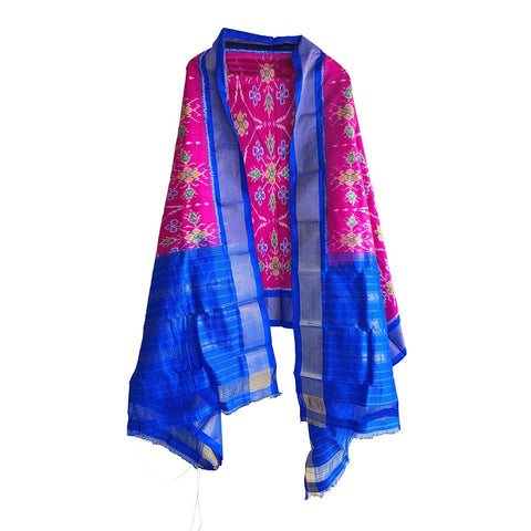 Eternal Beauty Handwoven Pochampally Ikat Silk Dupatta with Zari Elegance