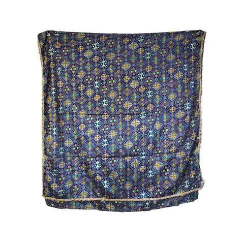 Pakistani Digital Printed Chinnon Dupatta With Heavy Mirror Work ( Dark Blue Color )