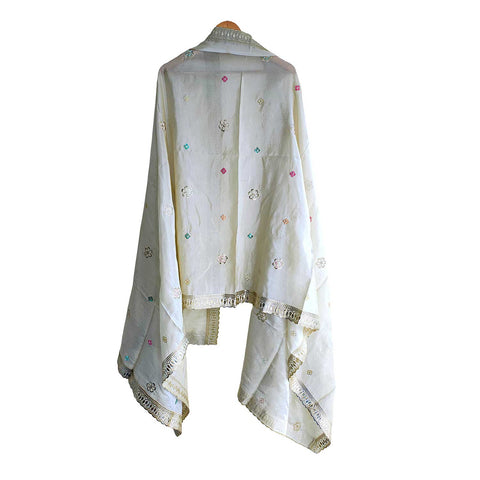 India Scarves Silk Dupatta with Intricate Embroidery