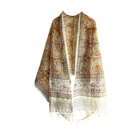 Chanderi Kalamkari Hand Block Printed Duptta